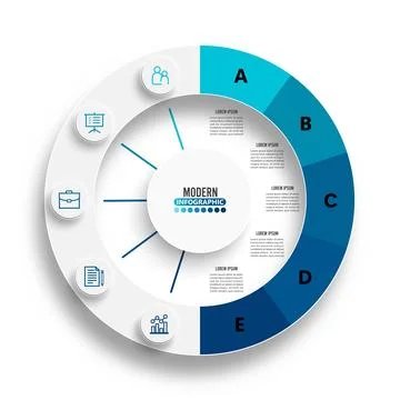 Circle chart infographic template with 10 options for presentations, advert.. Stock Illustration