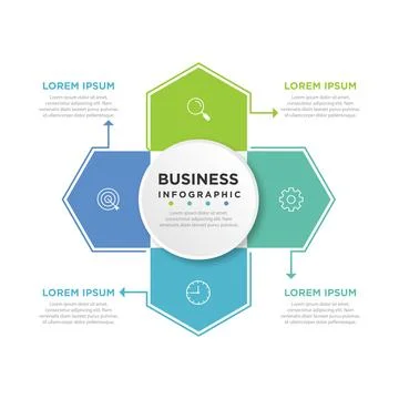Circle chart infographic template with 4 options for presentations, adverti.. Stock Illustration