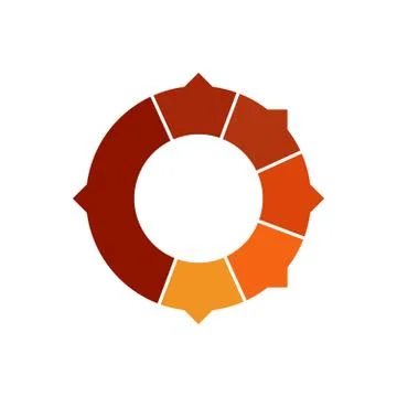 Circle chart infographic template with arrows and with 6 options or steps for Stock Illustration