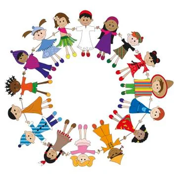 Circle of children of different nationality Stock Illustration