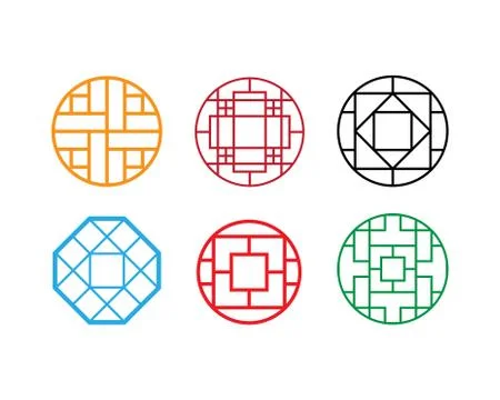Circle Chinese pattern window frame, vector Stock Illustration