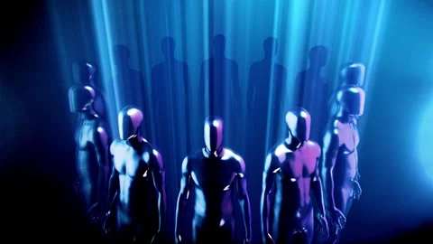 Circle of Chrome Statues Stock Footage 263743043