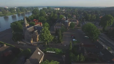 Circle church in northern Limburg village,Mook,Netherlands Stock Footage
