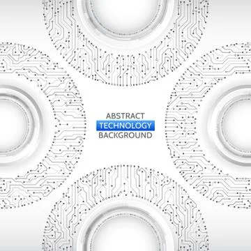 Circle circuit board vector illustration. High-tech technology background tex Stock Illustration