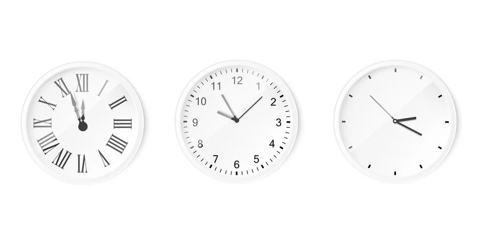 Circle clock face showing time realistic mockup vector illustration isolated. Stock Illustration