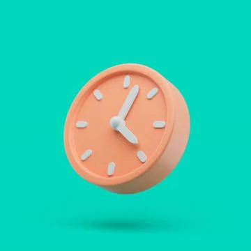 Circle clock icon. Simple 3d render illustration on vibrant background. Stock Illustration