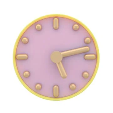 Circle clock icon. Simple 3d render illustration. Deadline concept. Illustrazione stock