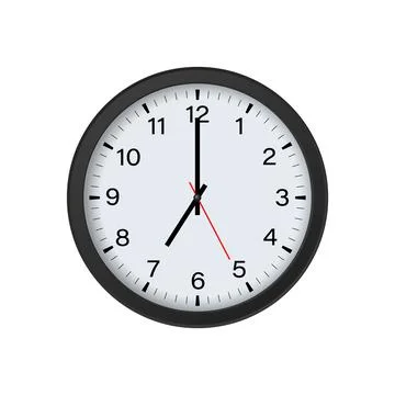 Circle Clock Mockup Showing 7 O'clock Stock Illustration