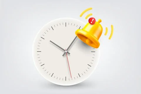 Circle clock with ringing bell. Vector 3d illustration Stock Illustration