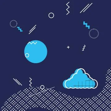 Circle with cloud and geometric figures pattern Stockillustratie