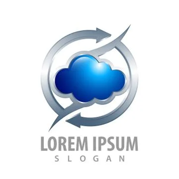 Circle cloud arrow logo concept design. 3D Symbol graphic template element ve Stock Illustration