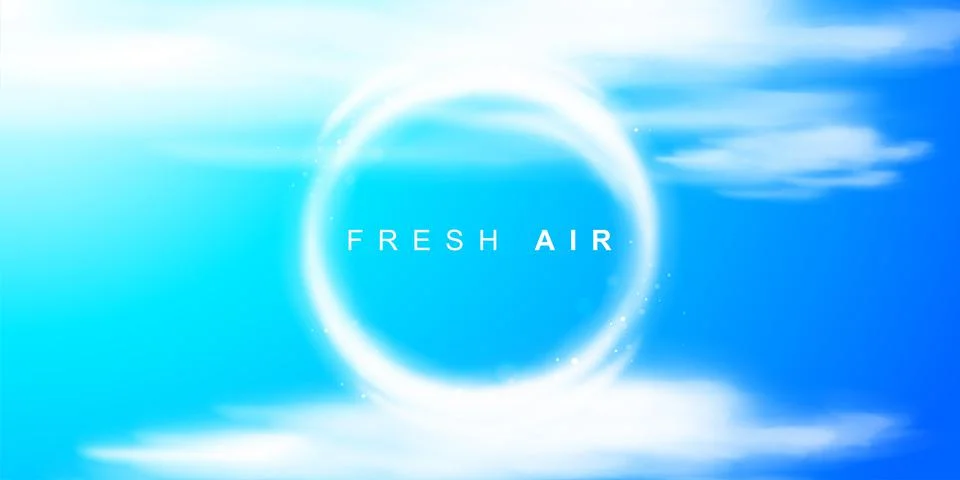 Circle from the cloud in the blue sky. Gate to paradise. Round cloud frame for イラスト素材