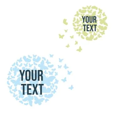 A circle from a cloud of butterflies. Text block. Background for text Stock Illustration