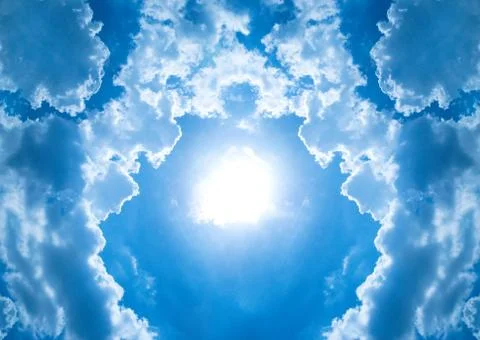 Circle cloudy arround sun light on blue sky Stock Photos