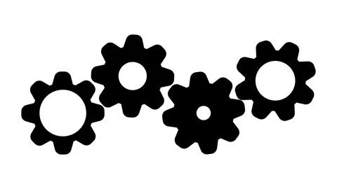 Circle cog for mechanization icon, black gears, simple circle cog shape Stock Illustration