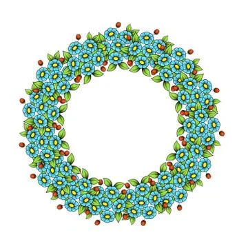 Circle color daisy frame Stock Illustration
