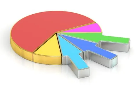 Circle colored and metallic pie chart, 3D rendering Stock Illustration