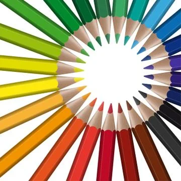 Circle of colored pencils Stock Illustration