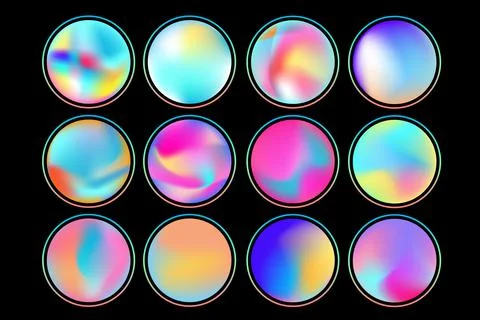 Circle colorful gradient vector icons. Abstract minimal round bright background 스톡 일러스트