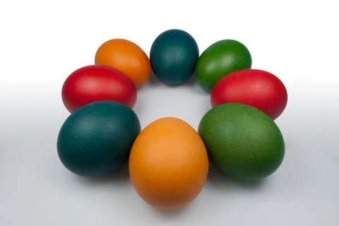 Circle of Coloured Easter Eggs Stock Photos