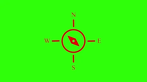 Circle compass vector animation on Green screen, adventure animation, arrow.. Stock Footage 309845496