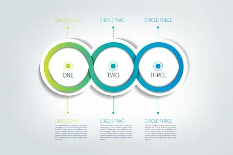 Circle connected 3D infographic. Four labels. Vector template. Stock Illustration