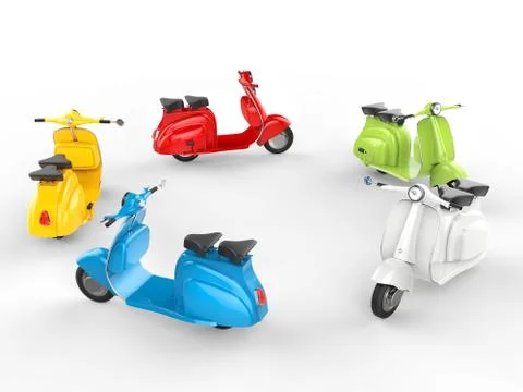 Circle of cool mopeds Stock Illustration