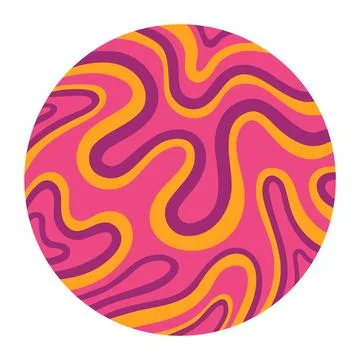 Circle with cool wavy lines, liquid shapes. Y2K Textures, hippie retro style. Stock Illustration