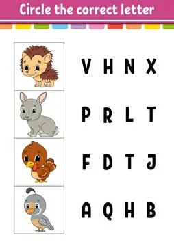 Circle the correct letter. Education developing worksheet. Learning game for  Stock Illustration