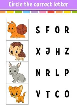 Circle the correct letter. Education developing worksheet. Learning game for  Stock Illustration