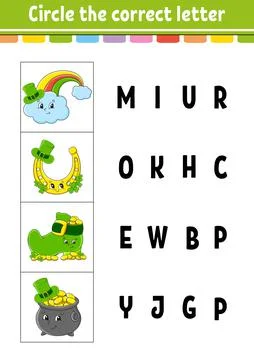 Circle the correct letter. Education developing worksheet. Learning game for  Stock Illustration