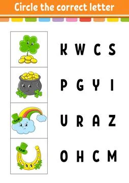 Circle the correct letter. Education developing worksheet. Learning game for  Stock Illustration