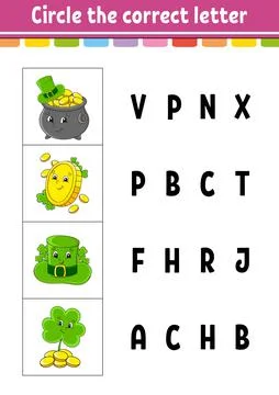 Circle the correct letter. Education developing worksheet. Learning game for  Stock Illustration