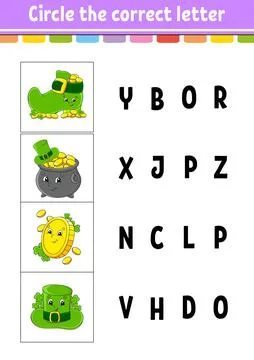 Circle the correct letter. Education developing worksheet. Learning game for  Stock Illustration