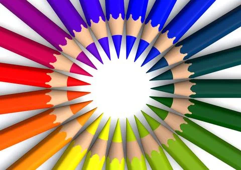 Circle of crayons circle of crayons with gradient colors Copyright: xZoona... Fotos Stock
