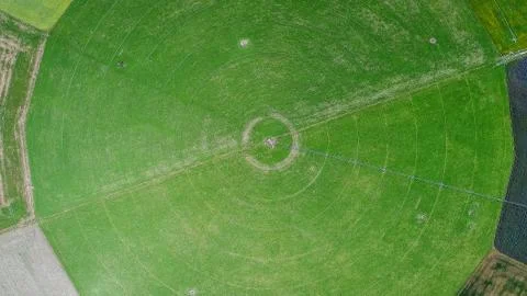 Circle crop fields seen from above 스톡 사진