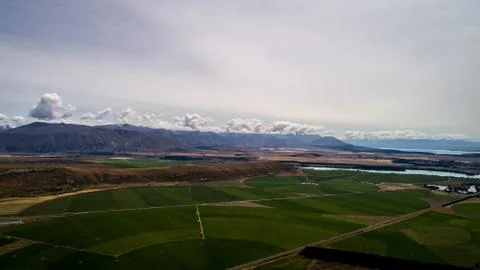 Circle crop fields seen from above 스톡 사진