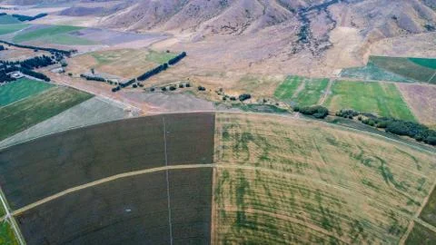 Circle crop fields seen from above Stock Photos