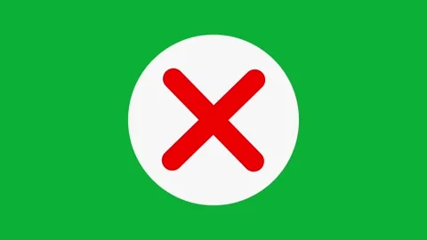 Circle cross mark icon animation on green screen background Stock Footage 313860174