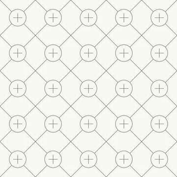 Circle cross node grid pattern, seamless pattern in line design. circle, cross Illustrazione stock