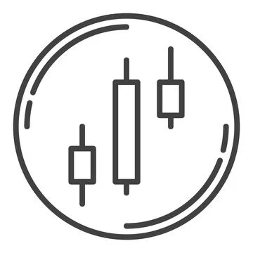 Circle with Crypto Candlestick Chart Pattern vector outline icon or sign Stock Illustration