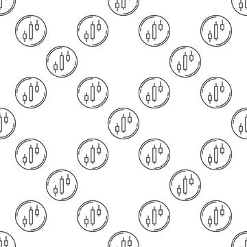 Circle with Crypto Candlestick Chart Pattern vector outline seamless pattern 스톡 일러스트
