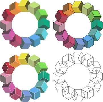 Circle of cubes Stock Illustration