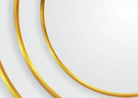 Circle curve shape white and gold metallic abstract background design Stock Illustration