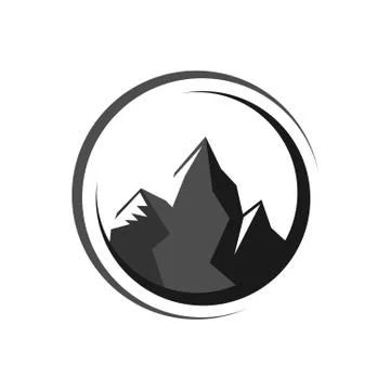 Circle curve with Simple Mountain logo design vector illustration Stock Illustration