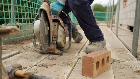 Circle Cut Off Saw Started Up Diesel Stock Footage 239682225