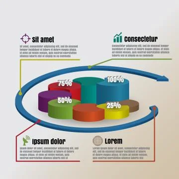 Circle Cylinder overlap style Vector illustration of business infographics 스톡 일러스트