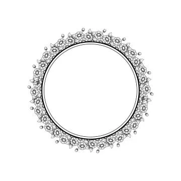Circle daisy black frame Stock Illustration