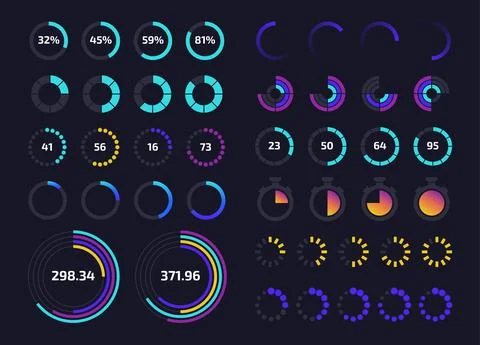Circle dashboard UI. Round progress bar and download status application inter Stock Illustration