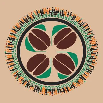 A circle with a dates design on it and a circle with a green and orange pattern Stock Illustration